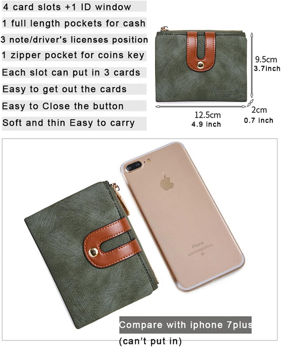 HOTYOTOO Womens Wallets Bifold Leather Small Wallets for Women Mini Rfid Thin(green)