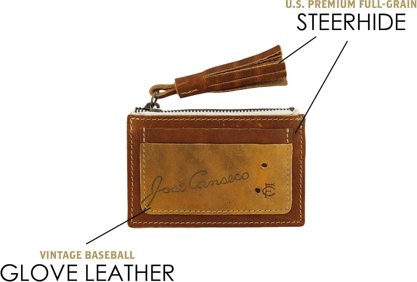 HOTFielders Choice Goods Zip Tassel Wallet - Coin Purse Card Holder, Made with Vintage Baseball Glove Leather - FC Goods