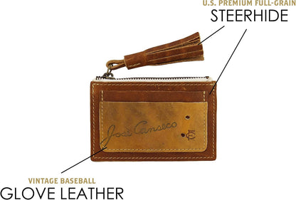 HOTFielders Choice Goods Zip Tassel Wallet - Coin Purse Card Holder, Made with Vintage Baseball Glove Leather - FC Goods