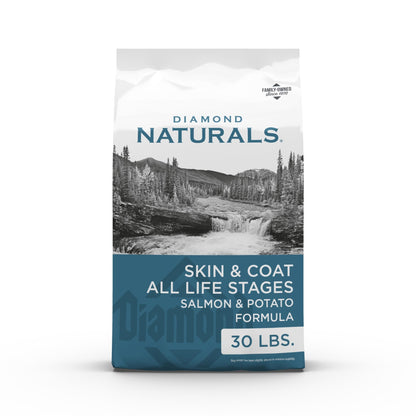 HOTDiamond Naturals Skin & Coat Puppy, Adult & Senior Dry Dog Food Salmon 30lb | Real Salmon & Potato | Omega Fatty Acids Help Support Healthy Skin & Shiny Coat | Guaranteed Probiotics & Superfoods