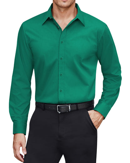 HOTJ.VER Men's Dress Shirts Stretch Stain Shield Long Sleeve Solid Formal Shirt Business Casual Button Down Shirts