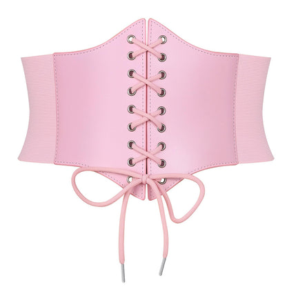 HOTJASGOOD Women’s Elastic Costume Waist Belt Lace-up Tied Waspie Corset Belts for Women