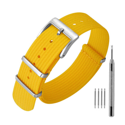 HOTANNEFIT Nylon Watch Band 16mm 18mm 20mm 22mm, One-Piece Waterproof Military Watch Straps with Heavy Buckle