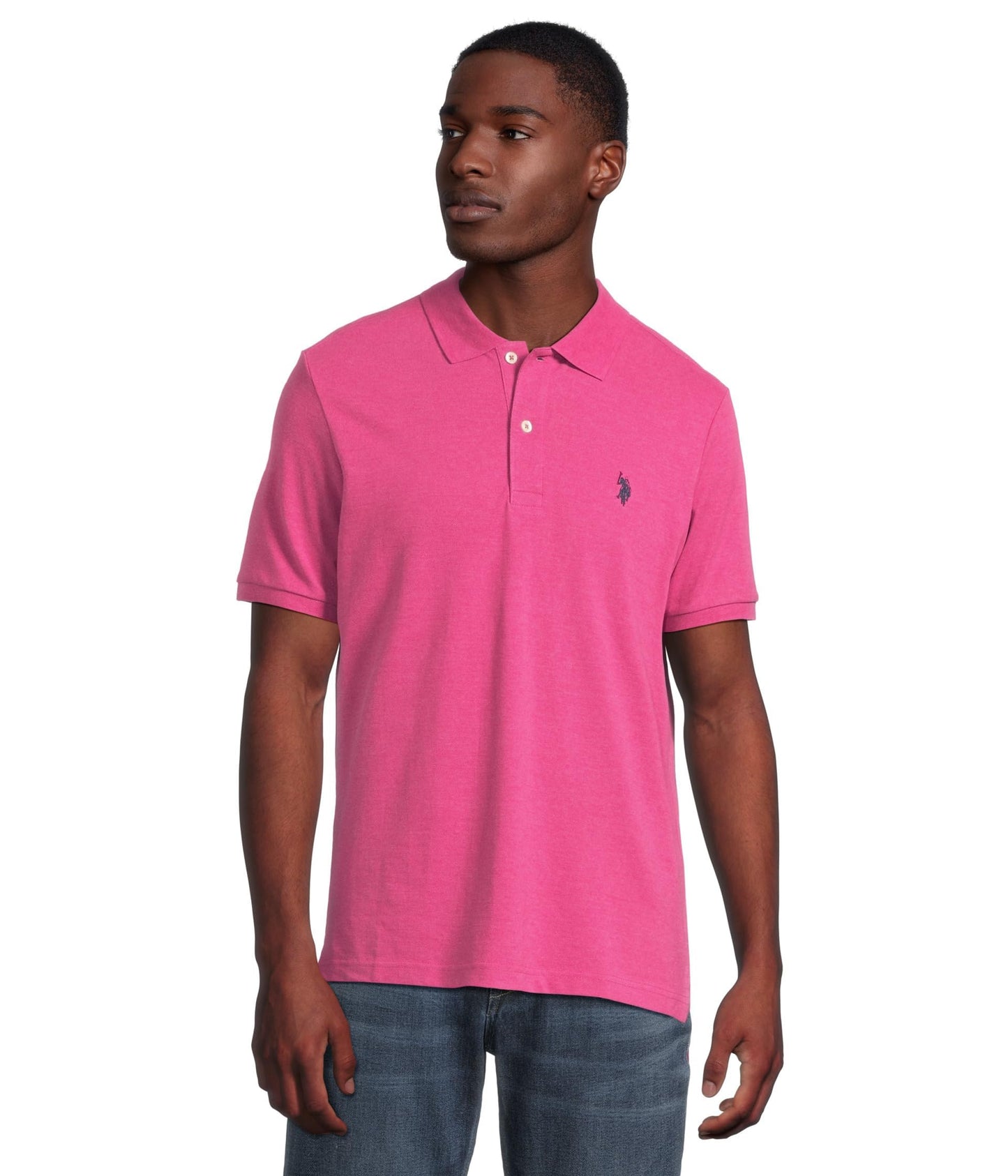 HOTU.S. Polo Assn. Men's Classic Polo Shirt, Two-Button Closure Pique Polo Shirt, Summer Fashion Golf Shirt | Two-Button Closure Pique Polo Shirt, Summer Fashion Golf Shirt