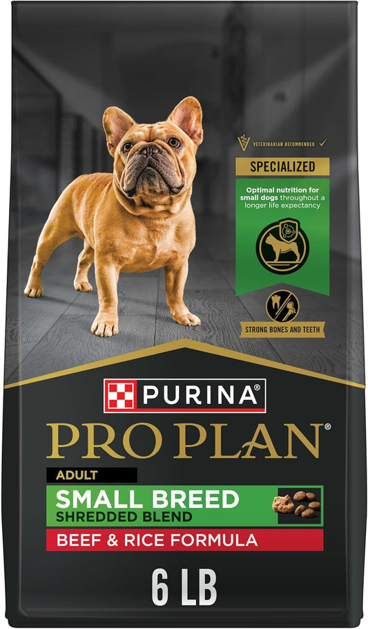 HOTPurina Pro Plan Small Breed Dry Dog Food, Shredded Blend Beef and Rice Formula With Guaranteed Live Probiotics - 6 lb. Bag