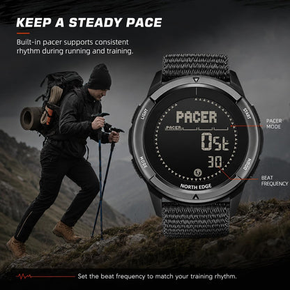 HOTNORTH EDGE ALPS Outdoor Digital Watch for Men | No app or charging, compass, step tracking and 50M water resistance