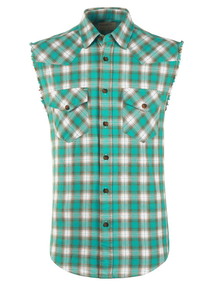 HOTMen's Casual Flannel Plaid Shirt Sleeveless Plus Size Vest