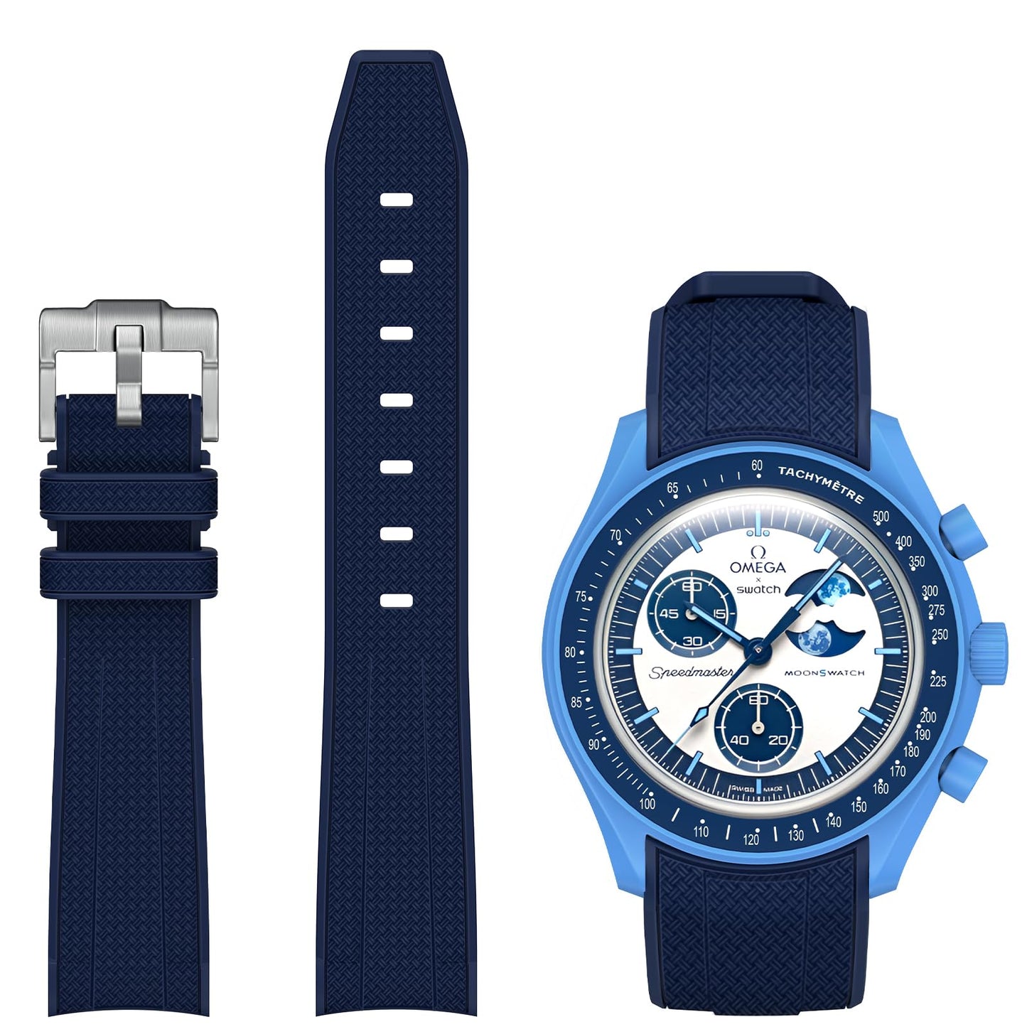 HOTStanchev Strap for Omega x Swatch MoonSwatch/Rolex Watch 20mm,Soft Silicone Omega X Swatch Moonswatch Speedmaster Replacement Strap,Curved No Gap Moonswatch Swatch strap for Men Women (Black1)