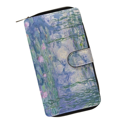 HOTjoo meryer Monet Oil Painting Flap Long Wallet Water Lilies Print Leather Wallet for Women Men,Monet Water Lilies