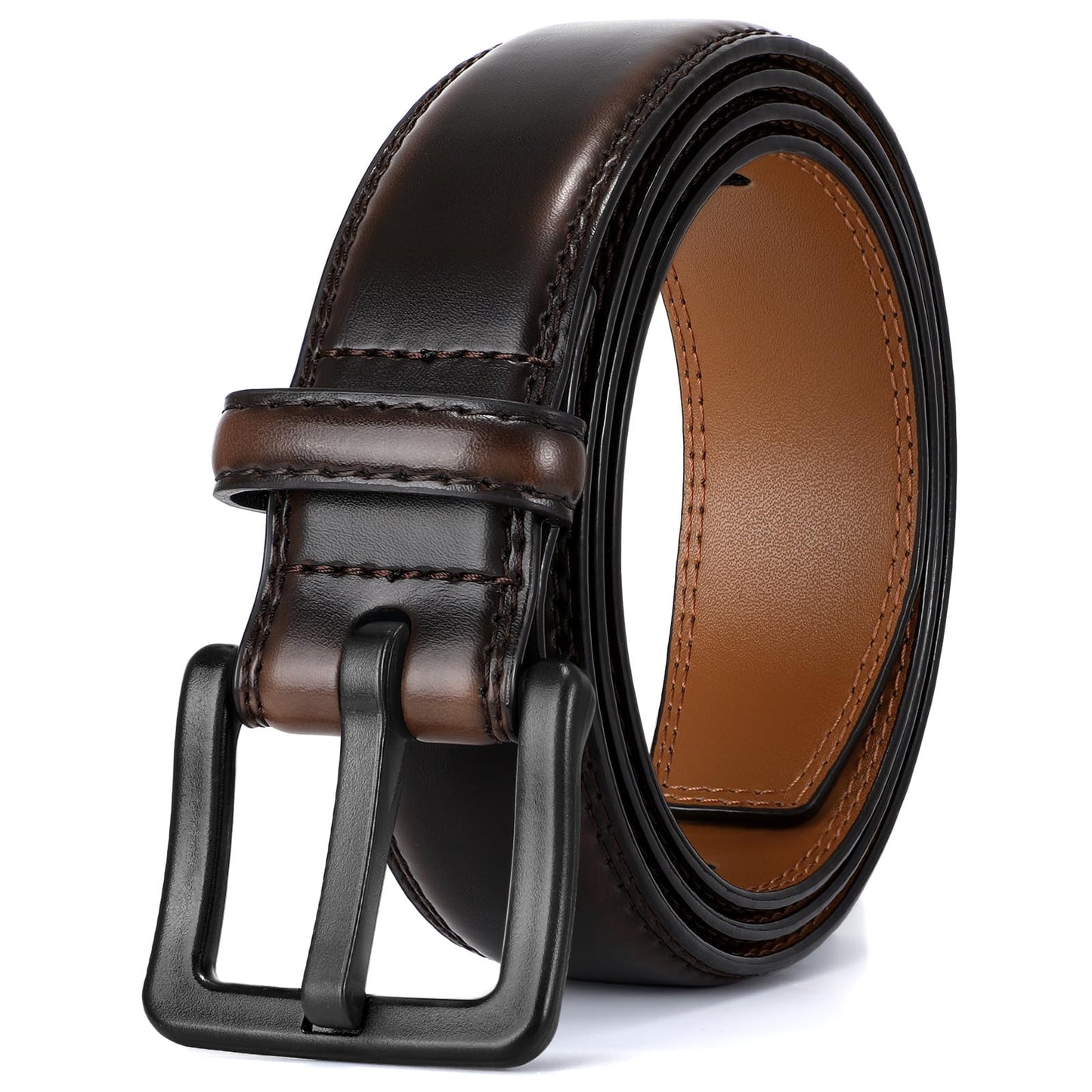 HOTXZQTIVE Men’s Metal Free Belt Hypoallergenic Leather Belts For Jeans Dress Nickle Free TSA Belt With Black Buckle