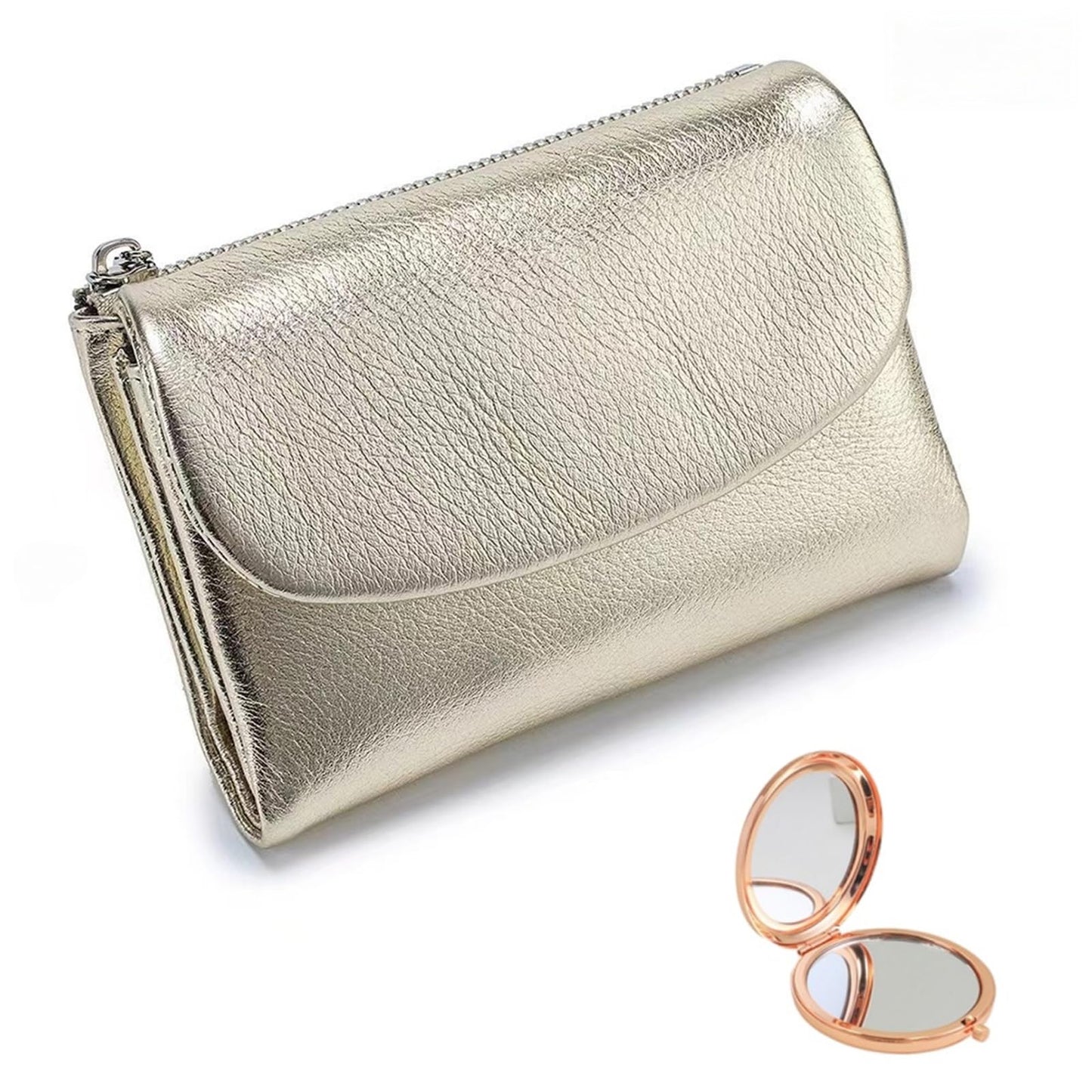 HOTUnisex Pebble Leather Wallet, Multicolor Genuine Leather Short Wallets for Women & Men, Small Full Grain Coin Purse with Credit Card Holder for Coins and Cards (#12)