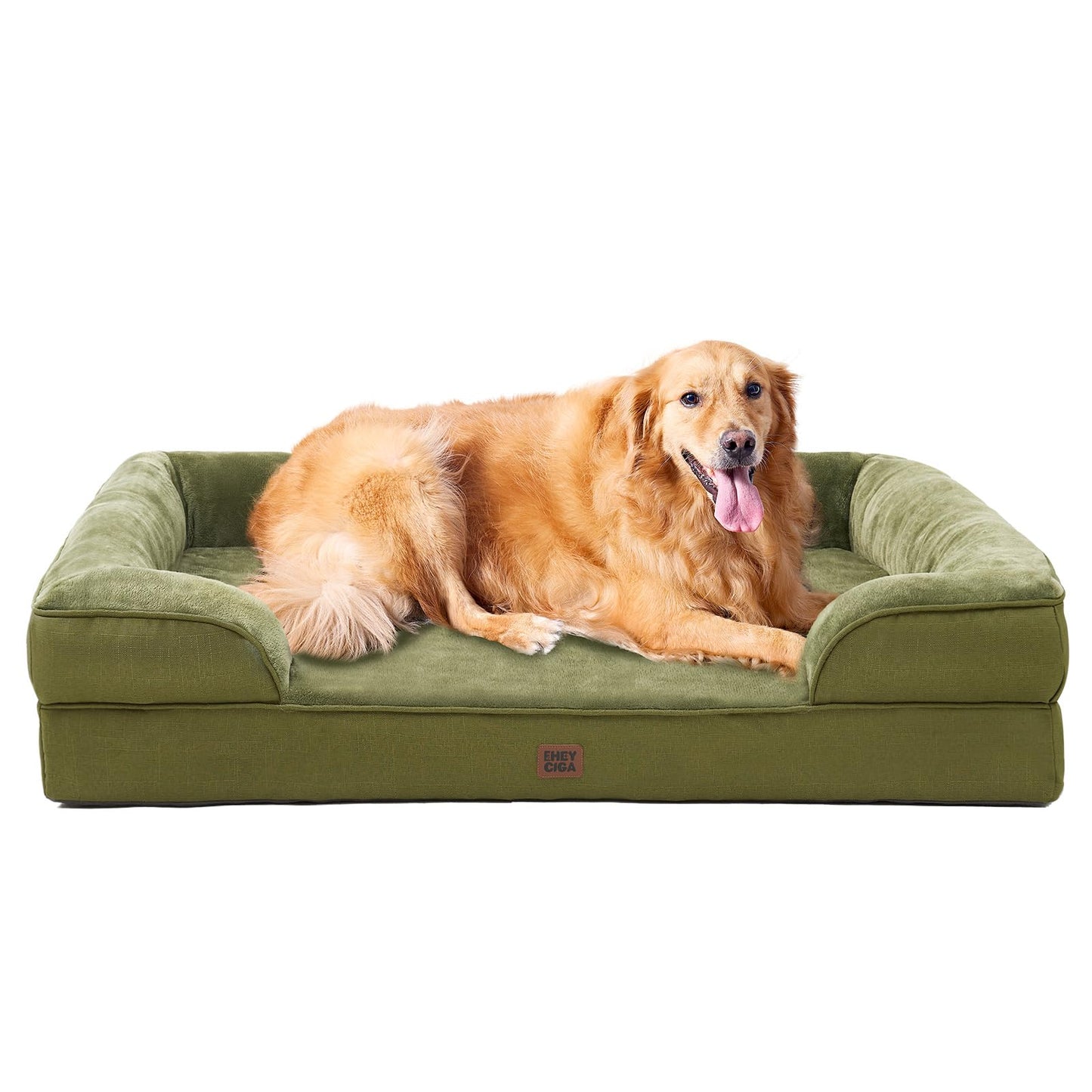 HOTEHEYCIGA Orthopedic Dog Beds for Extra Large Dogs 44x32Inch, Polyurethane Foam XL Pet Bed with Sides, Non-Slip and Egg-Crate Foam Big Dog Couch Bed with Washable Removable Cover, Grey