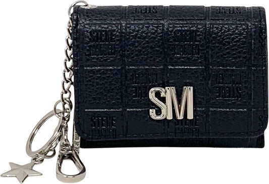 HOTSteve Madden Women’s Bklara Card Case with Keyring and Clip (Black) (Black)