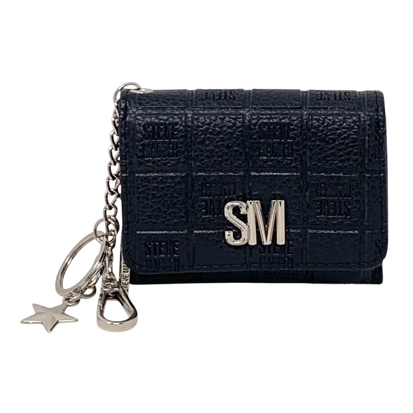 HOTSteve Madden Women’s Bklara Card Case with Keyring and Clip (Black) (Black)