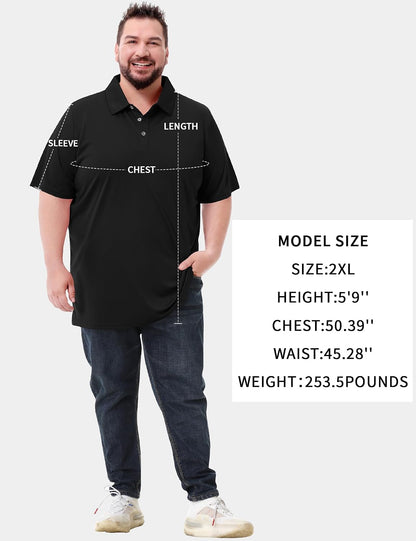 HOTIdtswch Men's Big and Tall Polo Shirts UPF 50+ Casual Work Quick Dry Short Sleeve Collared Golf Shirt（XL-8XL）