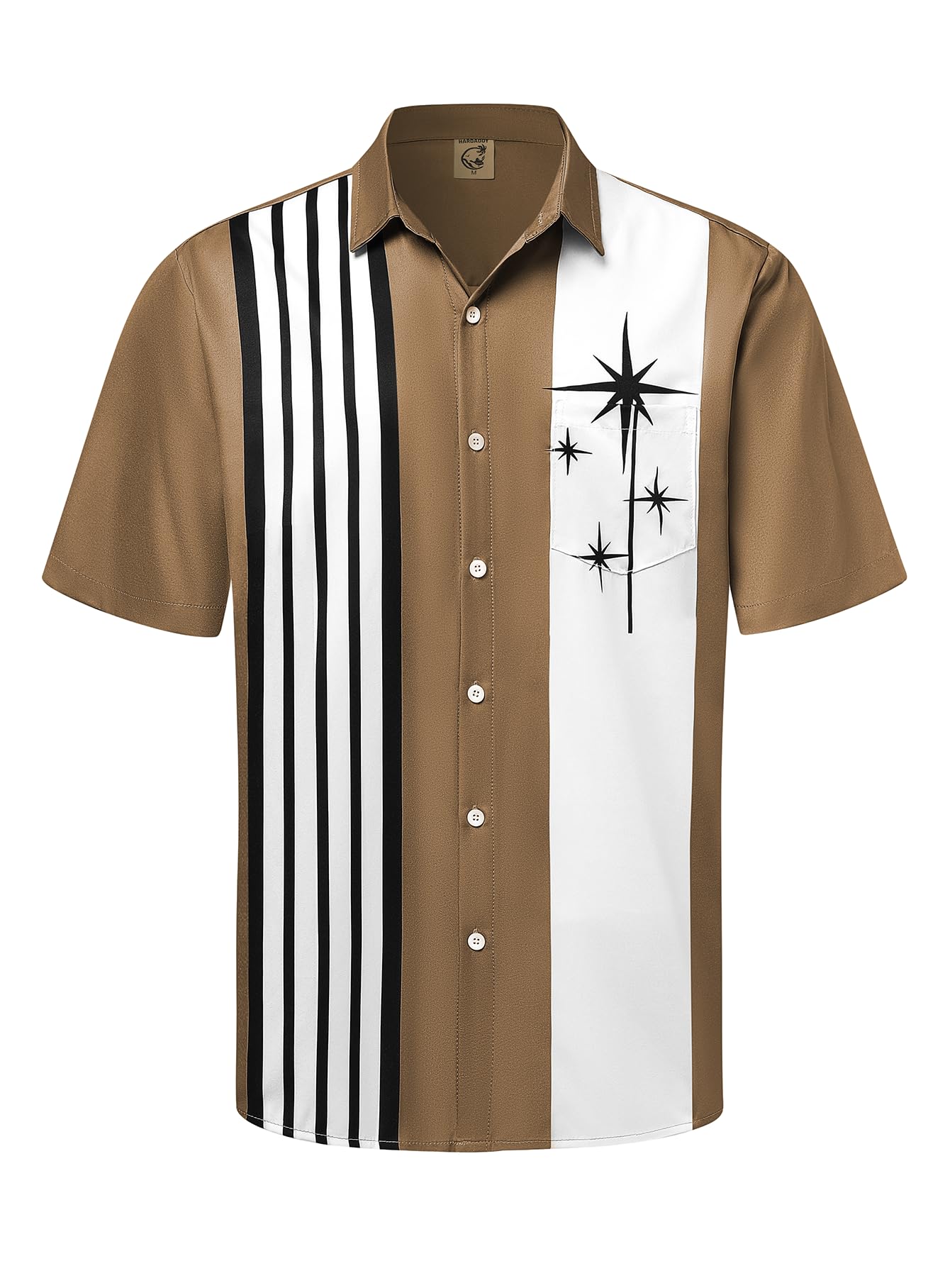 HOTHardaddy Men's Vintage Bowling Shirt Short Sleeve Button Down Hawaiian Summer Beach Printed Casual Shirts