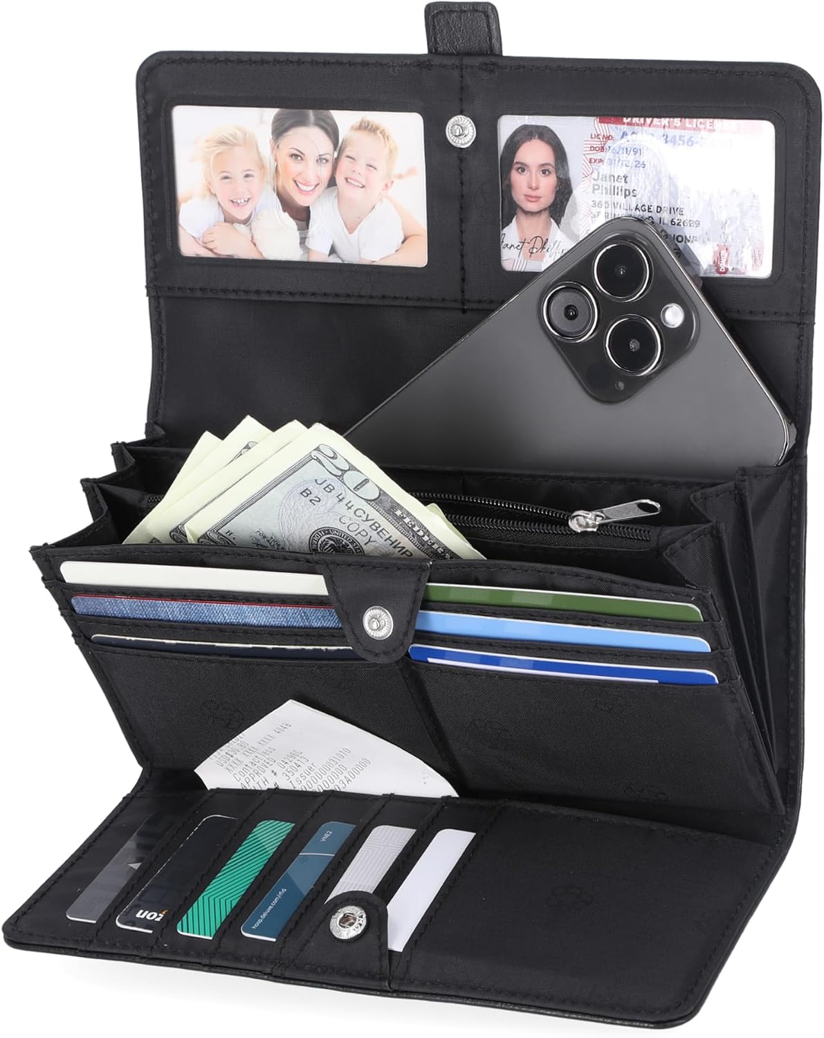 HOTMundi File Master Womens RFID Blocking Wallet Clutch Organizer With Change Pocket