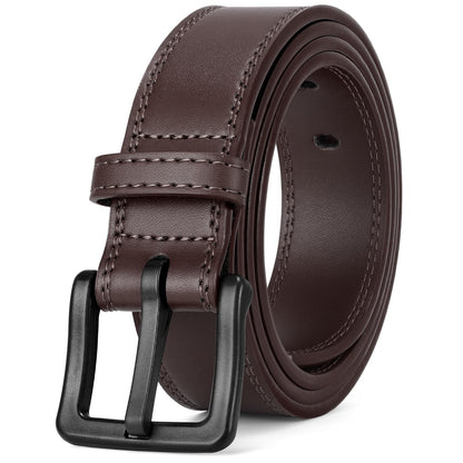 HOTXZQTIVE Men’s Metal Free Belt Hypoallergenic Leather Belts For Jeans Dress Nickle Free TSA Belt With Black Buckle