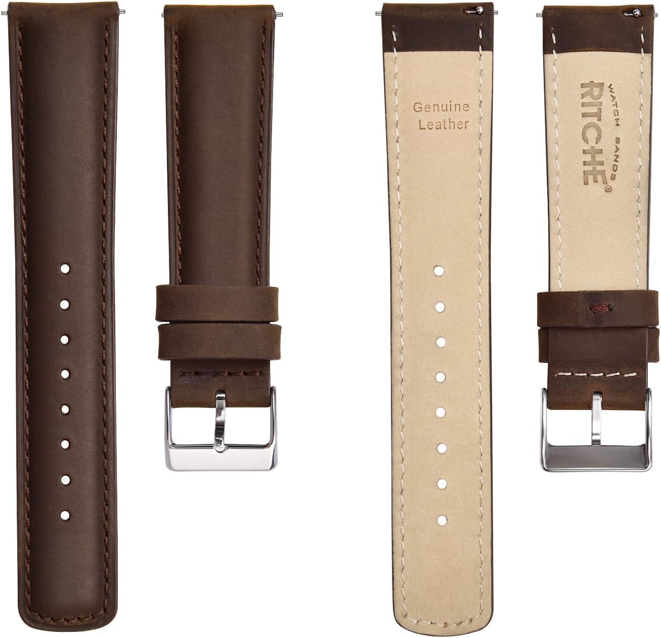HOTRitche Christmas Gift Quick Release Leather Watch Bands Genuine Watch Straps for Men Women Top Grain Leather Watch Strap, White Elephant Gifts, Stocking Stuffers for Men, Father's Day gifts