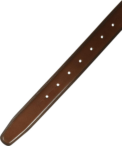 HOTPerry Ellis Men's Portfolio Double Stitched Leather Reversible Belt, Brown/Black, Silver Prong Buckle, Burnished Edges