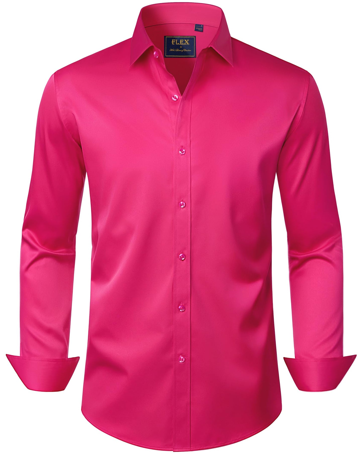 HOTJ.VER Men's Dress Shirts Solid Long Sleeve Stretch Wrinkle-Free Formal Shirt Business Casual Button Down Shirts