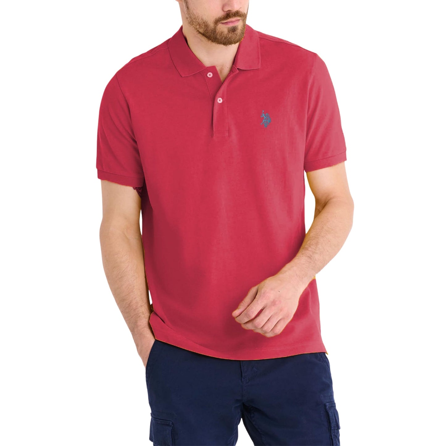 HOTU.S. Polo Assn. Men's Classic Polo Shirt, Two-Button Closure Pique Polo Shirt, Summer Fashion Golf Shirt | Two-Button Closure Pique Polo Shirt, Summer Fashion Golf Shirt