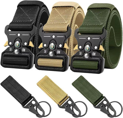 HOTTactical Belt Men 4 Pack, Compass Military Nylon Web Belt, Heavy Duty Belt Quick Release Metal Buckle Riggers Belt