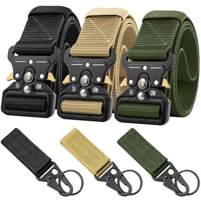 HOTTactical Belt Men 4 Pack, Compass Military Nylon Web Belt, Heavy Duty Belt Quick Release Metal Buckle Riggers Belt
