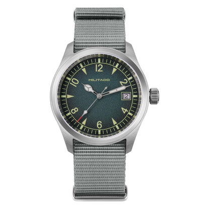 HOTTACTICAL FROG Militado ML08 Field Watch Japanese Sweep VH31 / 515 Movt with Calendar, Men's Military Watch Sapphire Crystal 10 ATM Waterproof Analog Watches for Men