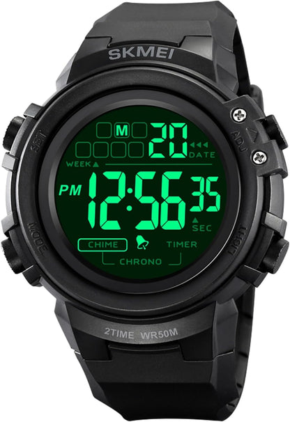 HOTIJAHWRS Mens Digital Watch Sports Outdoor Chronograph Wrist Watches for Men with LED Back Ligh/Alarm/Date Black