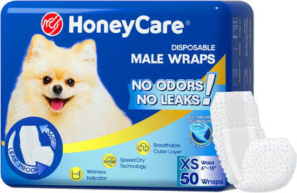 HOTHONEY CARE All-Absorb A27 Male Dog Wrap, 50 Count, Extra Small