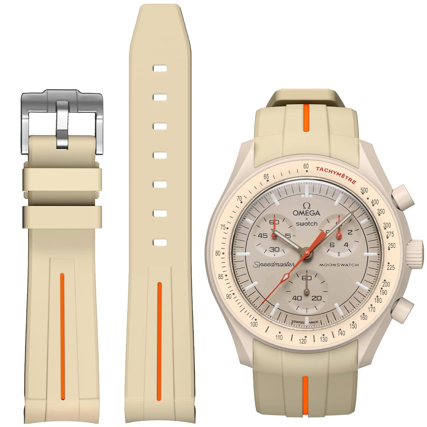 HOTBands for Moonswatch Watch,Curved No Gap Rubber Strap Compatible with Omega X Swatch Moonswatch Speedmaster/Rolex/SEIKO 20mm Watch,Swatch Omega Moonswatch Speedmaster Watch Replacement Band Men Women