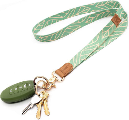 HOTPOCKT Slim Card Holder Wallet + Neck Lanyard for Keys Bundle for Women | Leaves