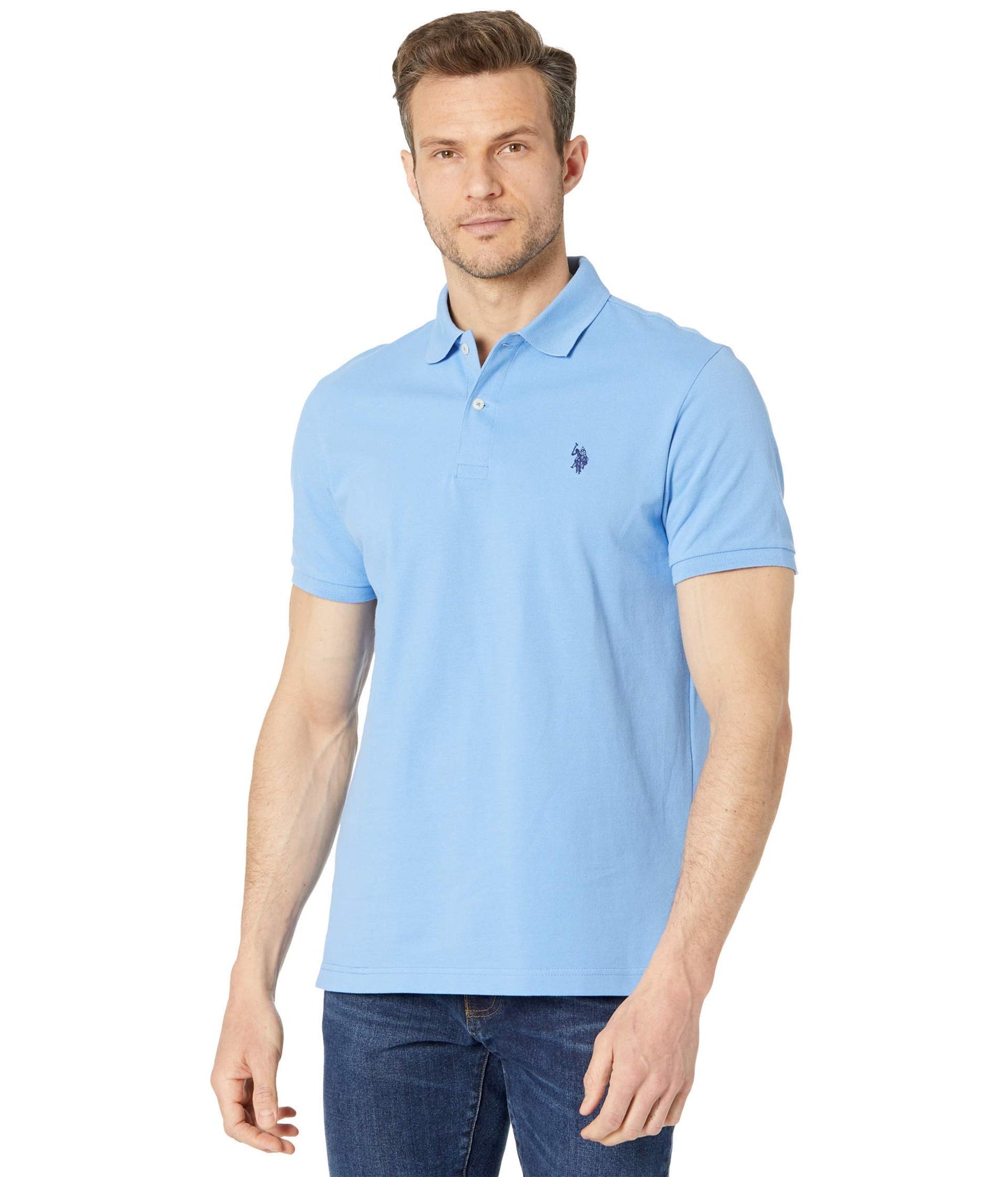 HOTU.S. Polo Assn. Men's Classic Polo Shirt, Two-Button Closure Pique Polo Shirt, Summer Fashion Golf Shirt | Two-Button Closure Pique Polo Shirt, Summer Fashion Golf Shirt