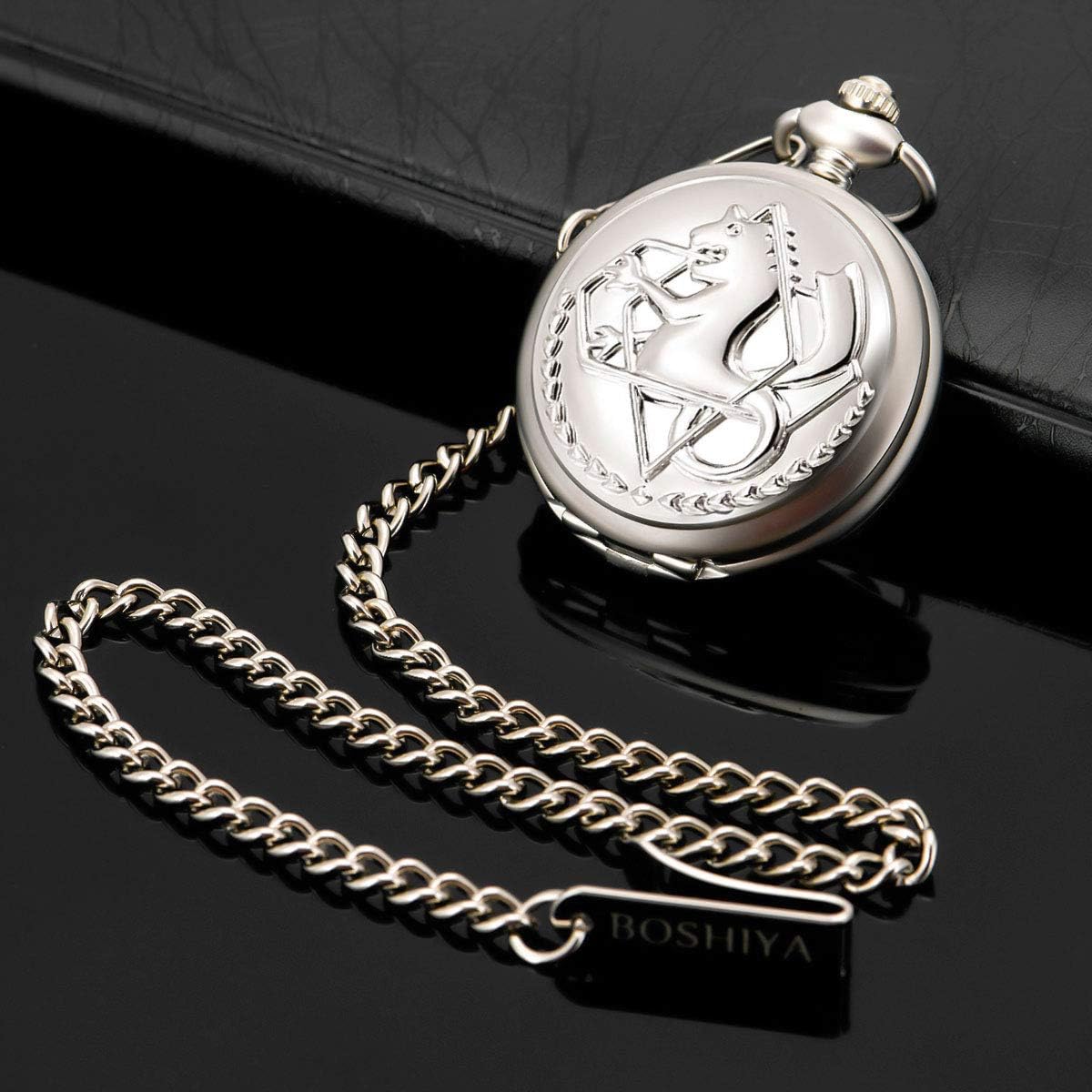 HOTBOSHIYA Fullmetal Alchemist Pocket Watch with Chain Box for Cosplay Accessories Anime Merch