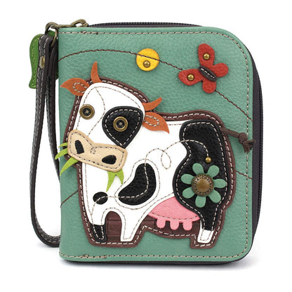 HOTCHALA Zip Around Wallet, Wristlet, 8 Credit Card Slots, Sturdy Pu Leather - Frog - Turquoise