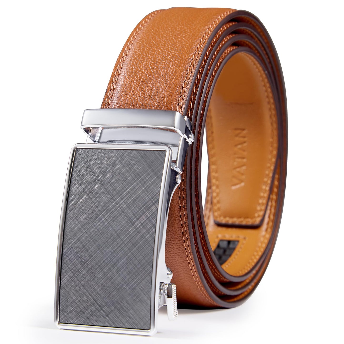 HOTVATAN Men's Belt Leather Ratchet Belt for Men Dress Casual Every Day with Adjustable Buckle, Trim to Fit