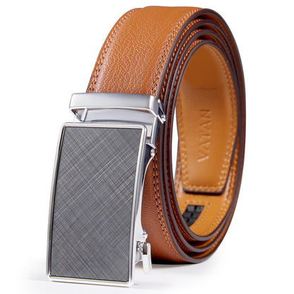 HOTVATAN Men's Belt Leather Ratchet Belt for Men Dress Casual Every Day with Adjustable Buckle, Trim to Fit