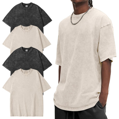 HOTEiscntd Mens Oversized T-Shirts Heavyweight Cotton Vintage Unisex Baggy Tee