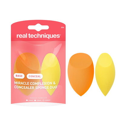 HOTReal Techniques Miracle Complexion Sponge, 4 Pack, For Applying Liquid & Cream Foundation, Skin Tint & Concealer, Makeup Blending Sponge, Natural Finish, Latex-Free & Cruelty-Free