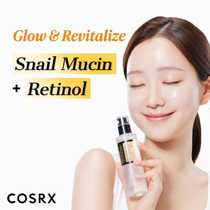 HOTCOSRX Snail 96% Mucin Power Essence 2ea & Retinol 0.1% Cream Mini Sample 1ea, Glass Skin Starter Set, Amazon Exclusive, Daily Hydrating & Firming Korean Skin Care Kit, Gift Set