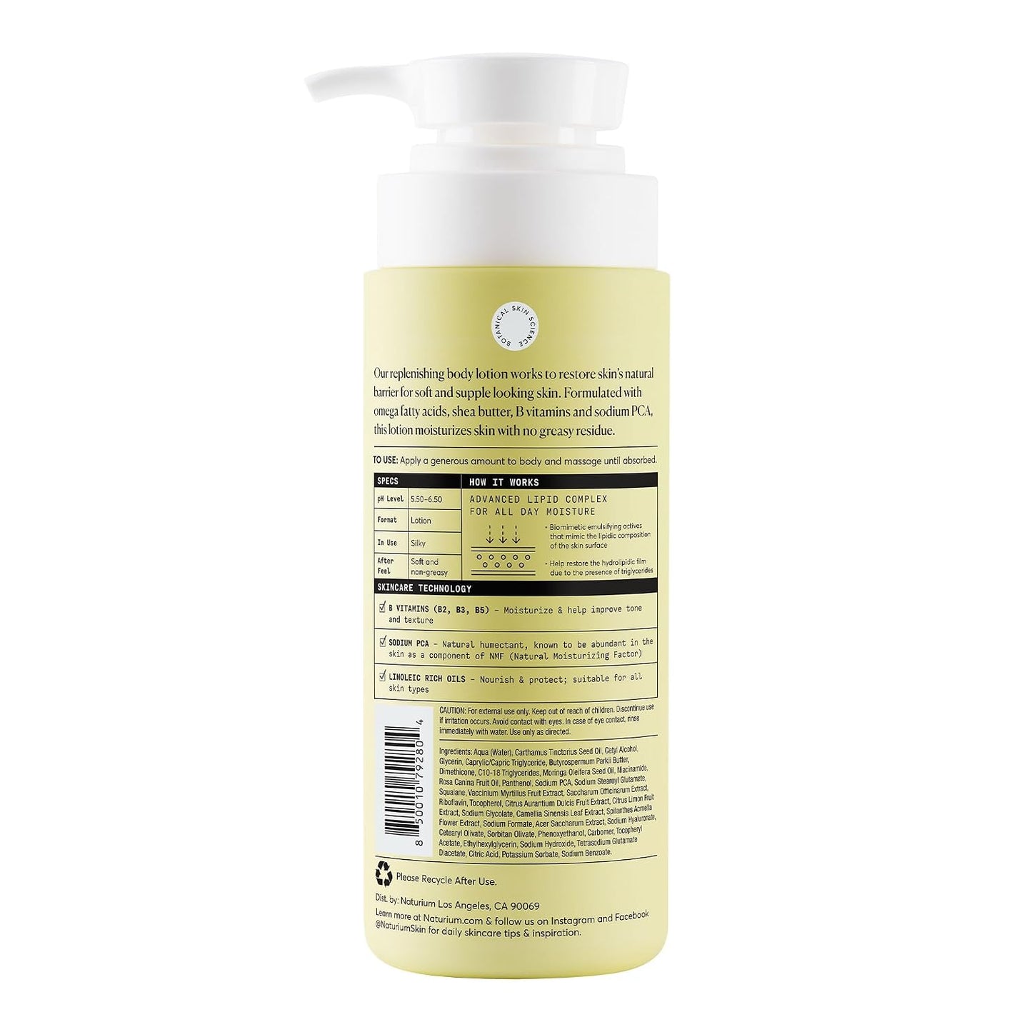 HOTNaturium Bio-Lipid Restoring Moisturizing Body Lotion with Shea Butter, Fragrance Free, 14 oz