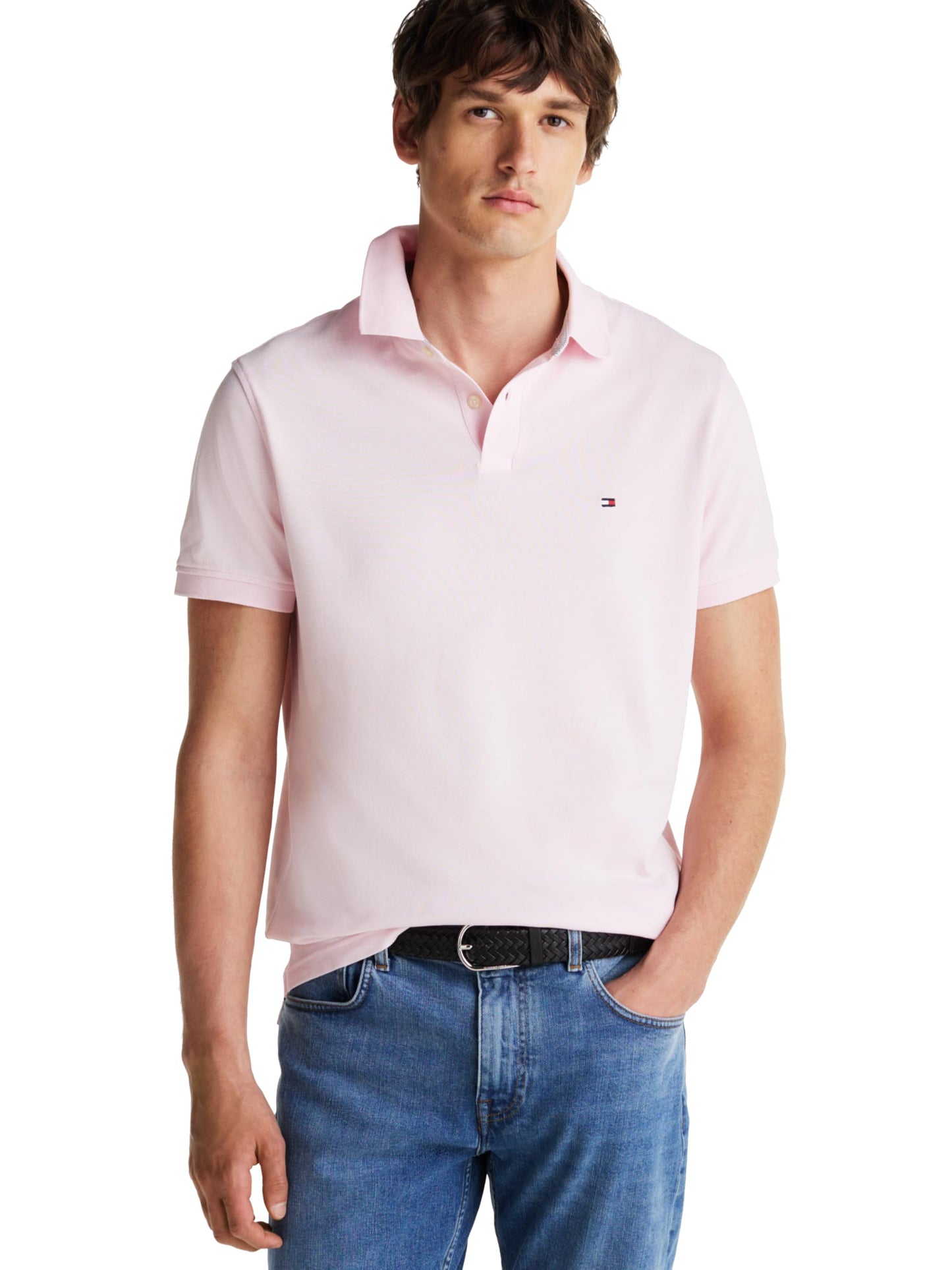 HOTTommy Hilfiger Men's Short Sleeve Polo Shirts in Classic Fit with Stretch and Organic Pique Cotton