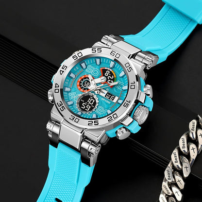 HOTfindtime Mens Watches Sports Outdoor Watch for Men Designer Large Face Military Men's Wristwatches with Date Week Alarm LED Waterproof Stopwatch