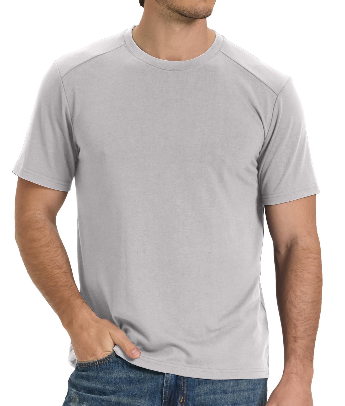 HOTBAMBOO COOL Men's T-Shirts Short Sleeve Heavyweight Crew Neck T Shirt for Men Moisture Wicking Casual Tees