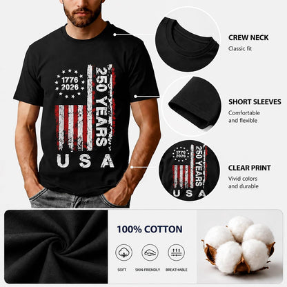 HOT250 Anniversary USA Shirts: 1776-2026 250th Birthday Patriotic American Flag T-Shirt 4th of July Shirt