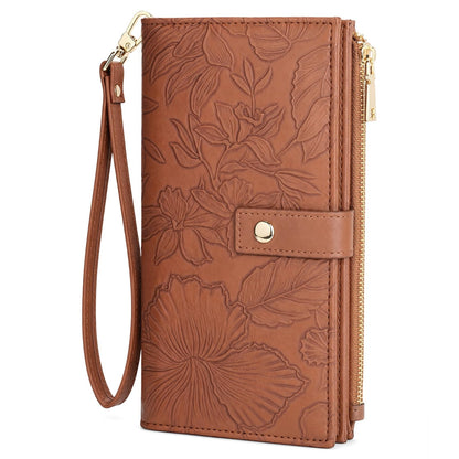 HOTFALAN MULE Wallets for Women RFID Blocking Vegan Leather wristlet wallet | Trifold Clutch Large Capacity Credit Card Holder Travel Purse Wristlet Wallets Ladies Purse with 2 ID Windows