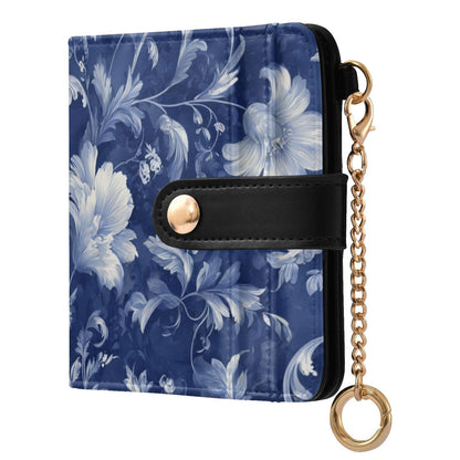 HOTElegant Peonies and Irises Rfid Women Wallet 1 Pack Cute Coin Purse PU Leather Small Wallets Credit Card Holder Bifold Zipper Thin Travel Wallet for Female Ladies Teen Girls Girly