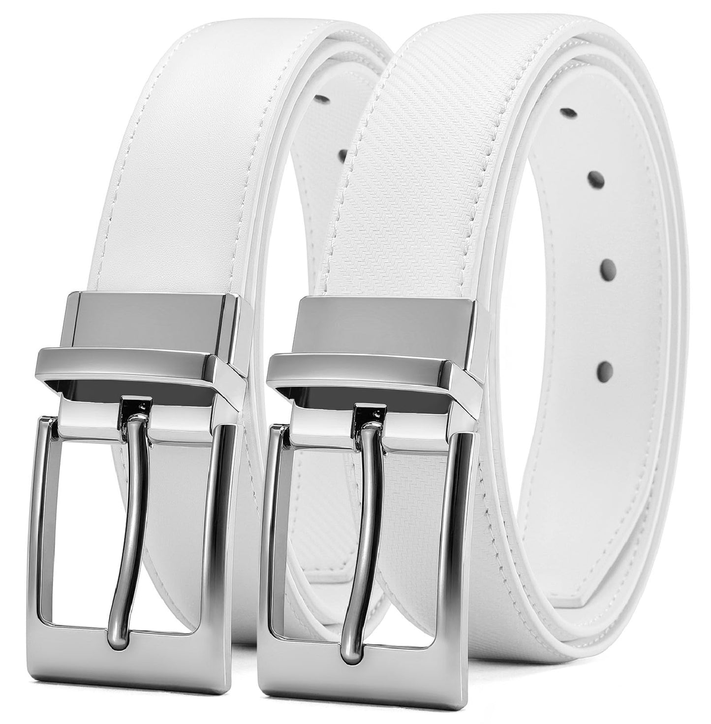 HOTCHAOREN Reversible Belt Men 1 Piece - 1.25" Leather Dress Belt - Trim to Fit for Elegant Style | 1 Belt, 2 Colors, Double-Sided Reversible, Premium Genuine Leather, Trim to Fit