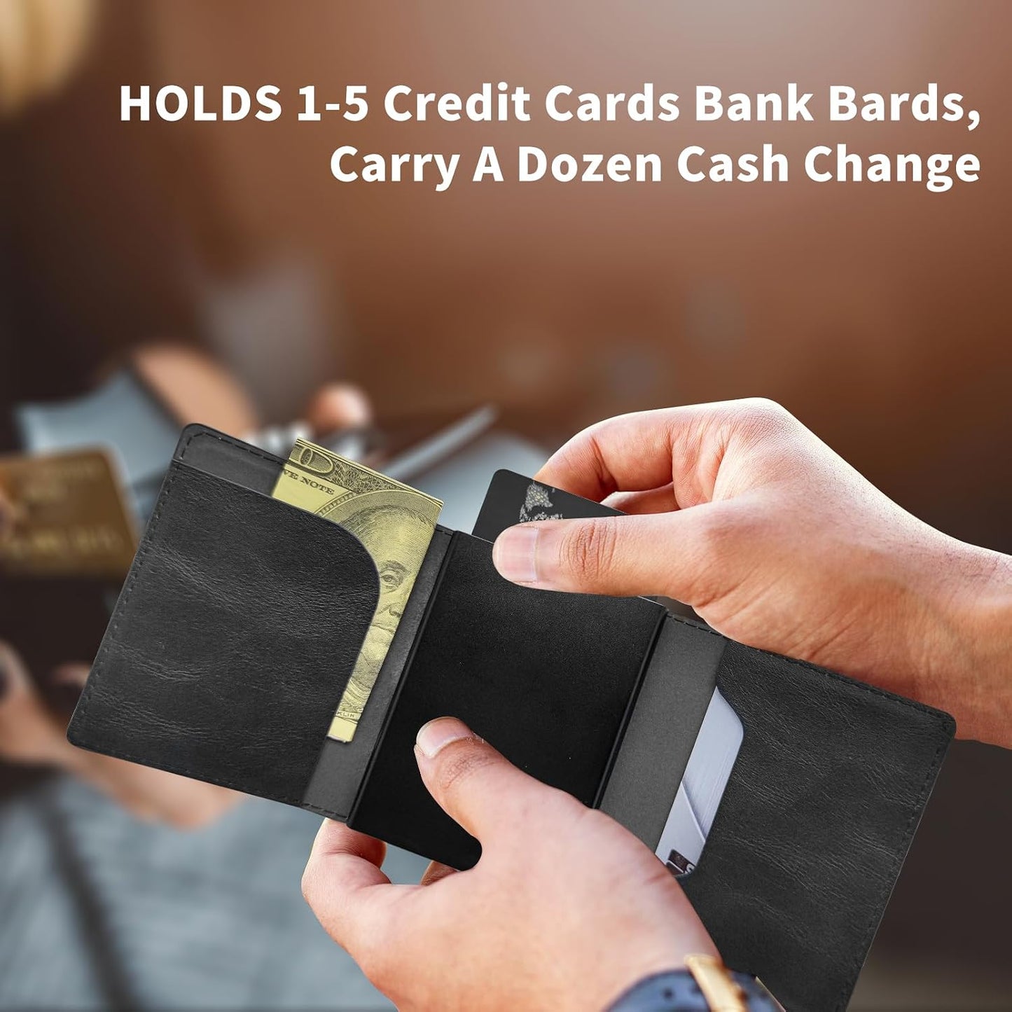 HOTAluminum Auto Pop Up Wallet Case Credit Card Holder For Women Men Girl, Leather Card Case Front Pocket Trifold Wallet with RFID Blocking Banknote Slot Slim Wallet Women, The Four-Horned Dragon